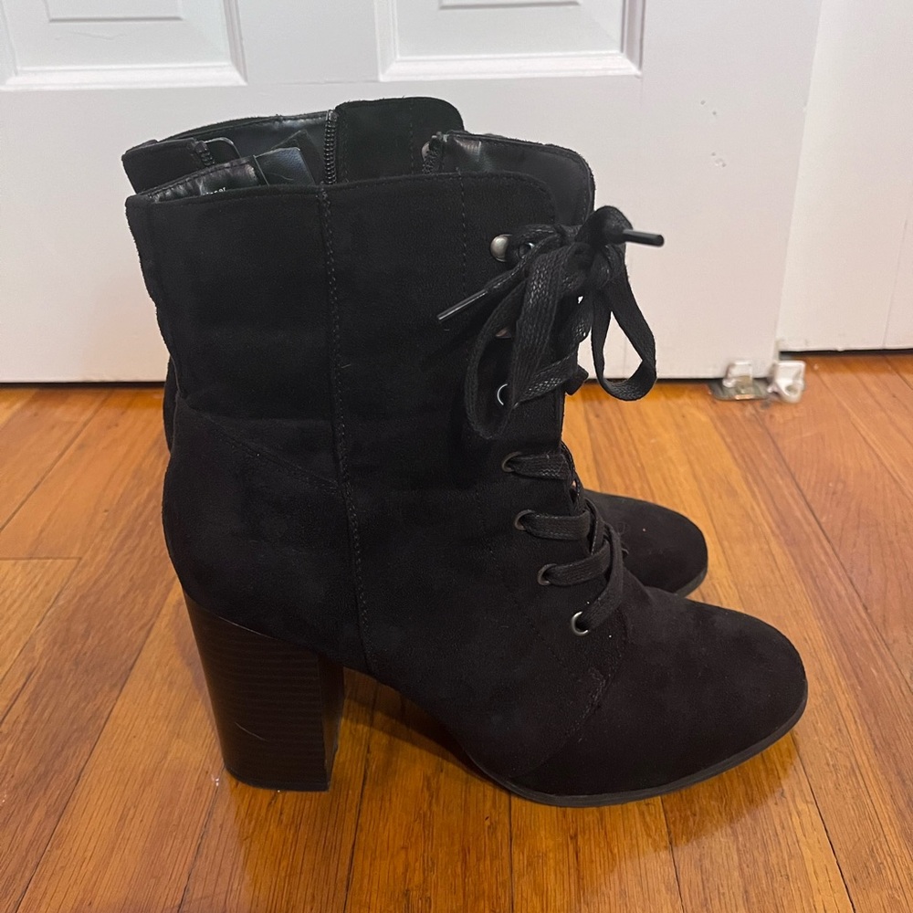 Target Heeled Tie Up Black Booties